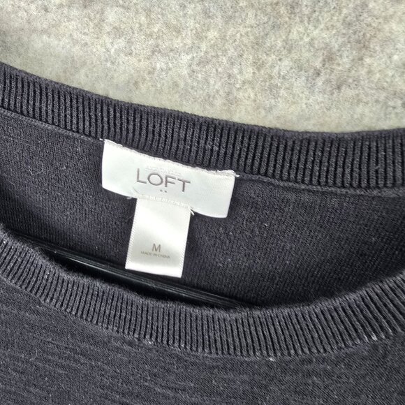 Loft Womens Black Short Sleeve Top Size M Cotton Blend - Picture 2 of 4